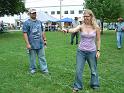 Lauren Wickline trying her hand at knife throwing